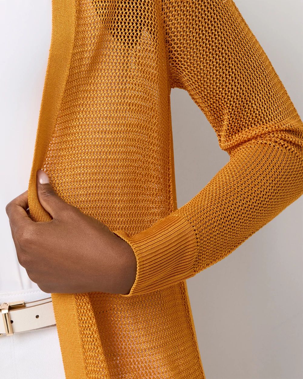 Open Stitch Longline Cardigan | White House Black Market